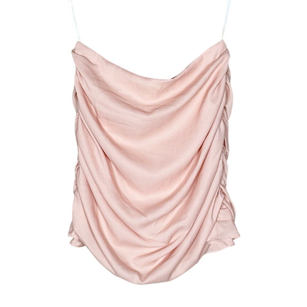 Superdown Strapless Drapey Top Light Pink Ruched Back Size Small Revolve NEW